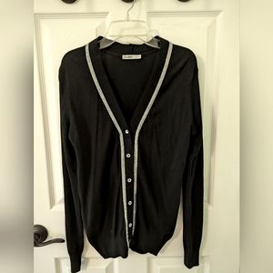 Black knit cardigan with sparkle trim